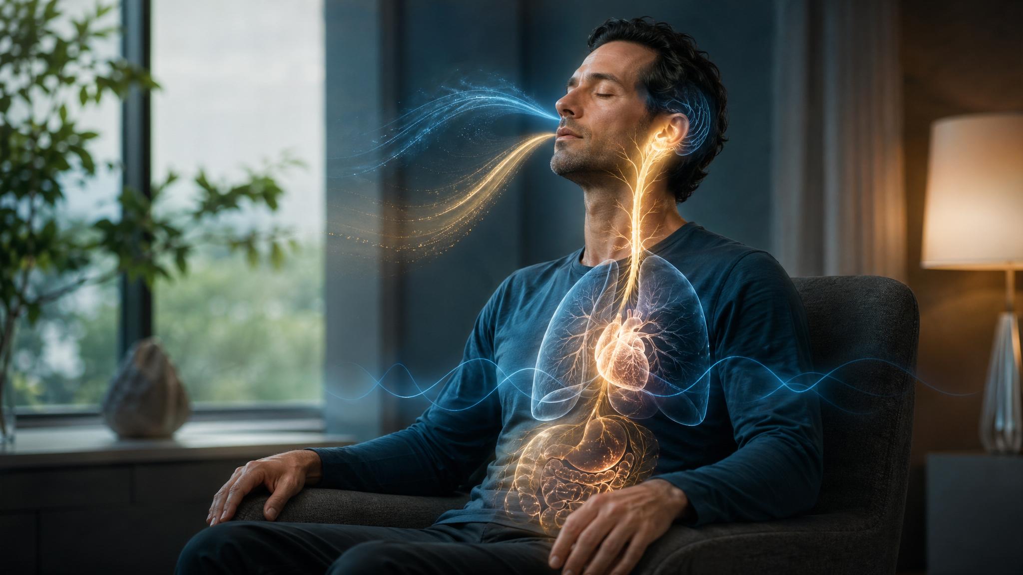 Healthcare Discovery cyclic sighing breathwork vagus nerve Stanford trial showing slow exhale activating parasympathetic recovery
