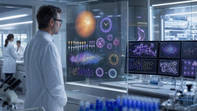 Healthcare Discovery epigenetic reprogramming human trials and AI longevity drug discovery showing cellular rejuvenation research