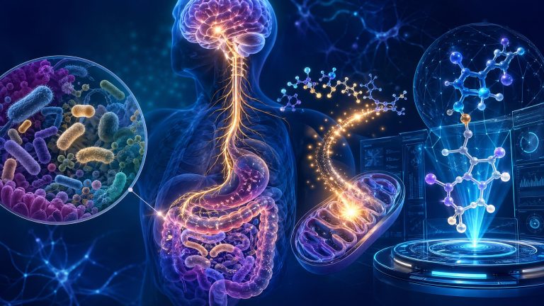 Gut microbiome, NAD+ energy pathways, and AI therapeutics converging on biological aging reversal