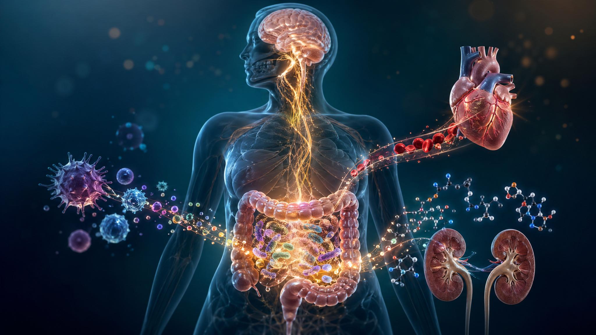 Healthcare Discovery gut microbiome brain heart kidney axis 2026 research showing microbial signals connecting major organs