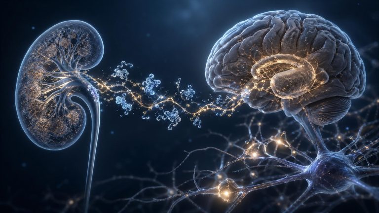 Healthcare Discovery klotho protein longevity cognitive aging 2026 showing kidney-brain signaling and memory resilience