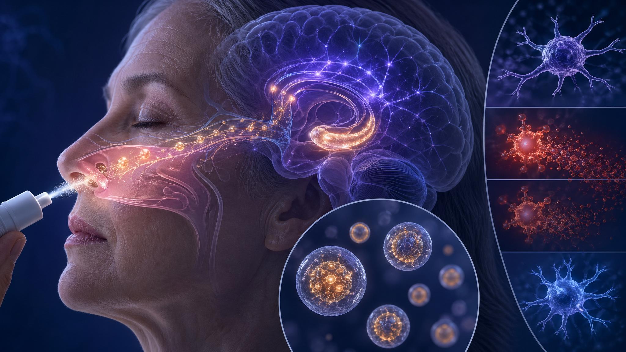 Healthcare Discovery nasal spray brain aging Texas A&M extracellular vesicles 2026 showing vesicles reaching the hippocampus
