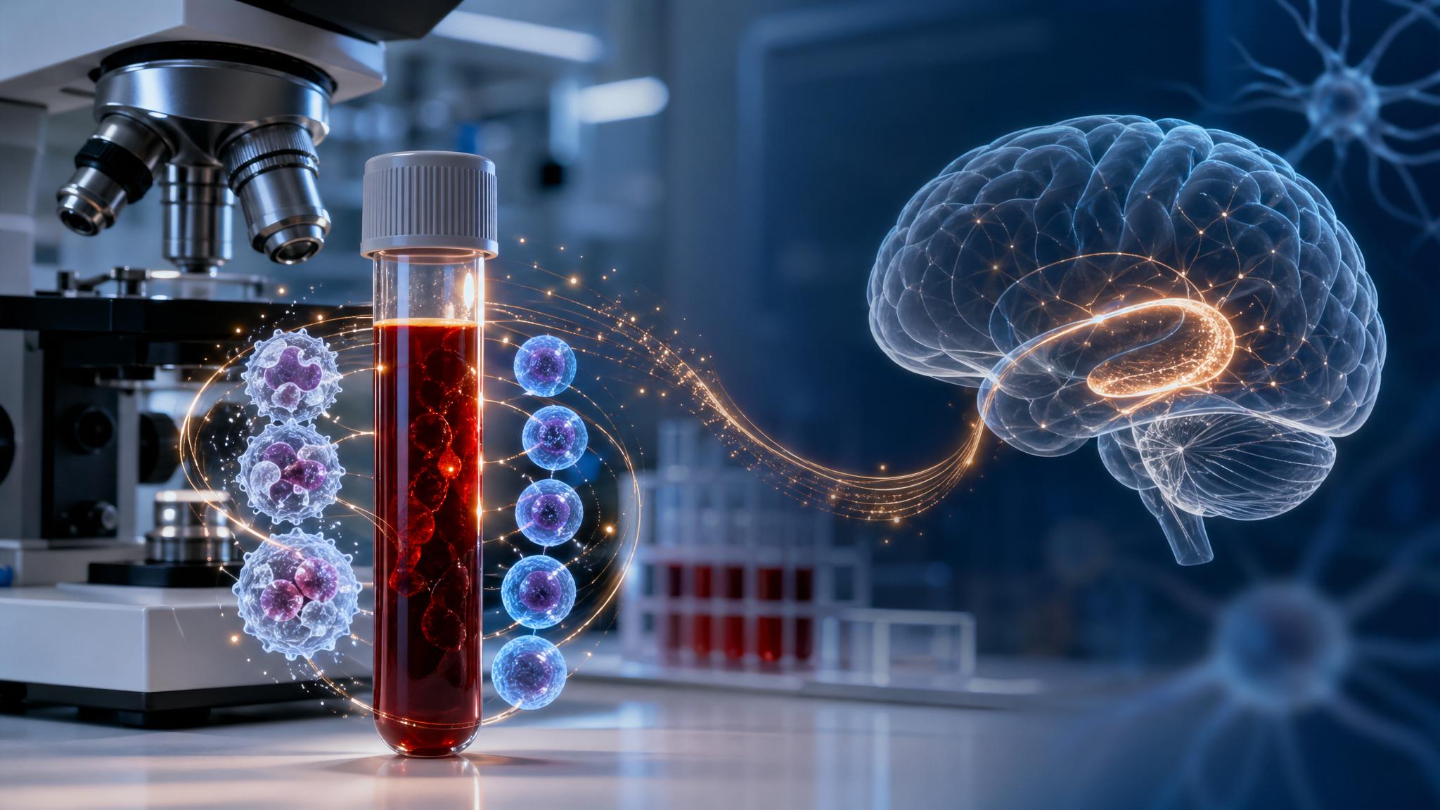 Healthcare Discovery NLR blood test Alzheimer’s risk detection 2026 showing immune inflammation signals connected to brain health
