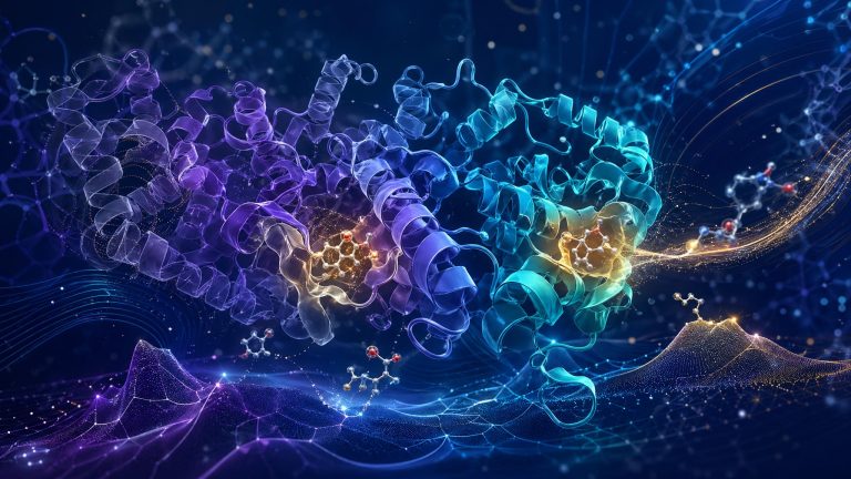 Dynamic protein ribbons shifting through conformations as AI maps motion for drug discovery