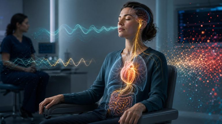 Healthcare Discovery slow breathing vagal tone HRV nervous system research 2026 showing breath rhythm resetting autonomic balance