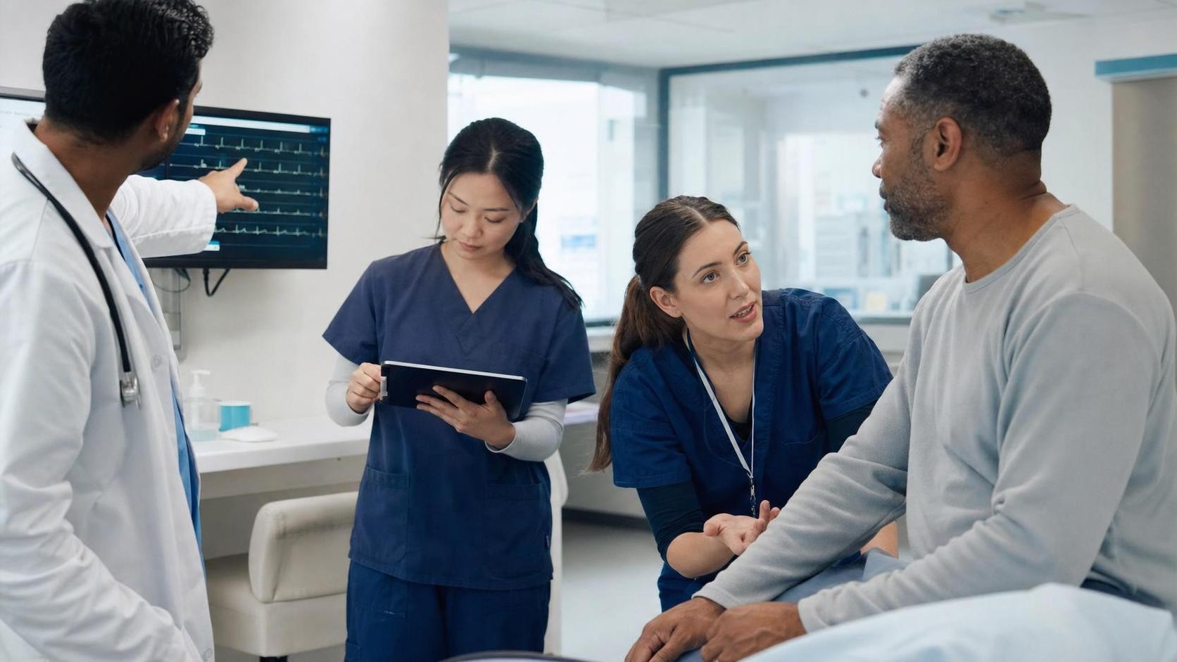 Hospital care team turning an AI-detected ECG signal into coordinated patient follow-up