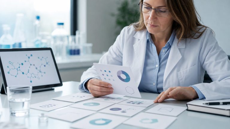Medical researcher comparing evidence charts for metabolic and longevity therapy claims