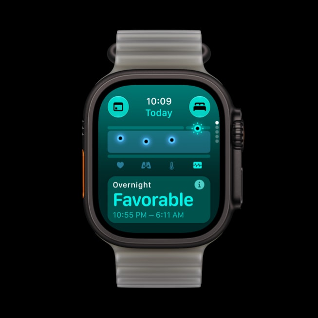 Apple Watch Ultra 4 showing an overnight health metrics screen