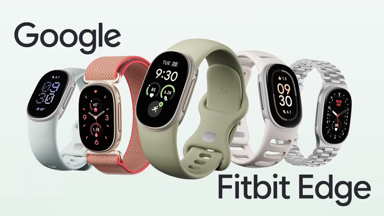 Google Fitbit Edge fitness tracker band with its hybrid OLED screen showing heart rate