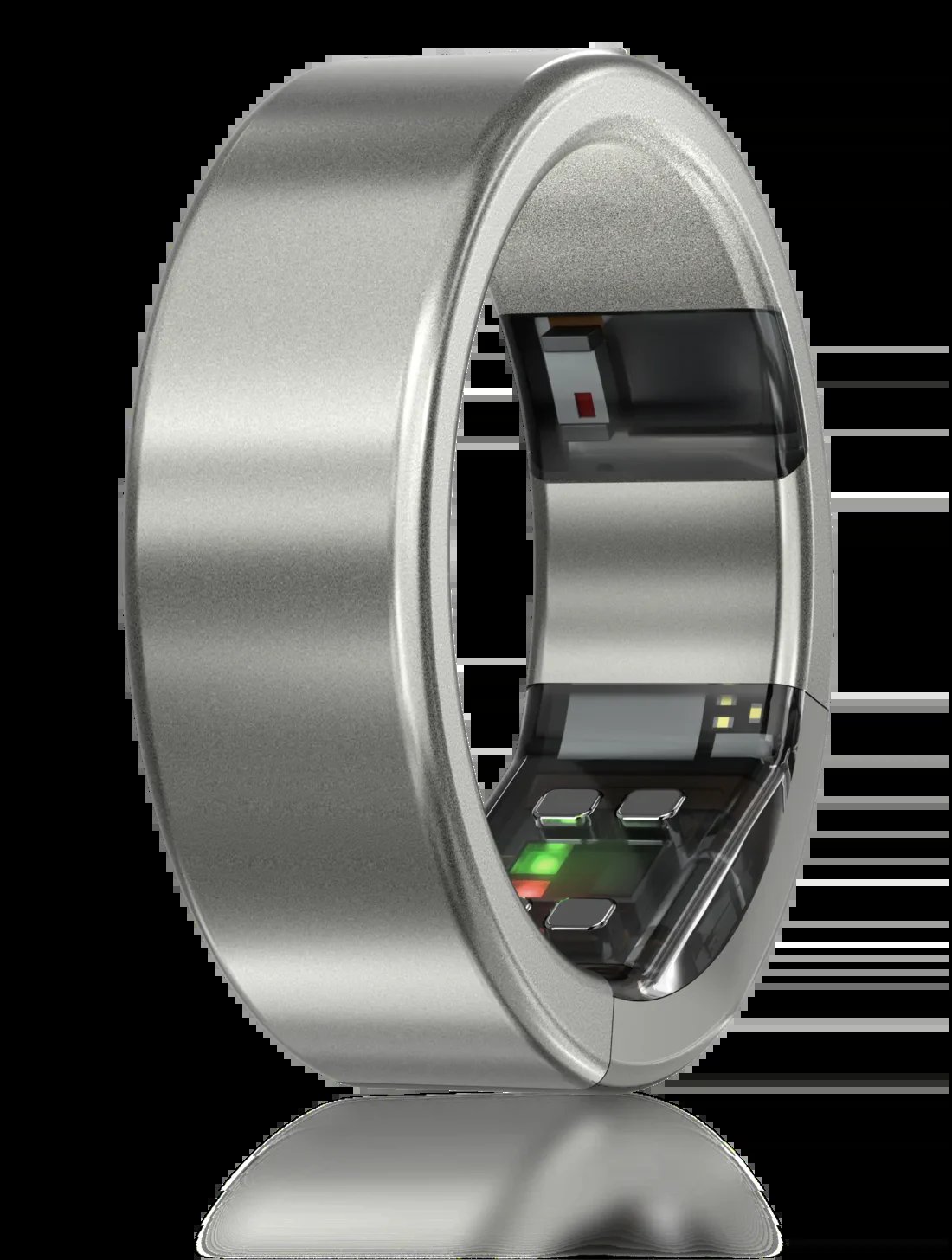 Inside of the Ultrahuman Ring Pro showing its optical sensors